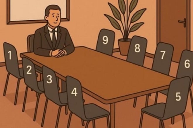 Dessin représentant un patron assis autour d'une table de réunion