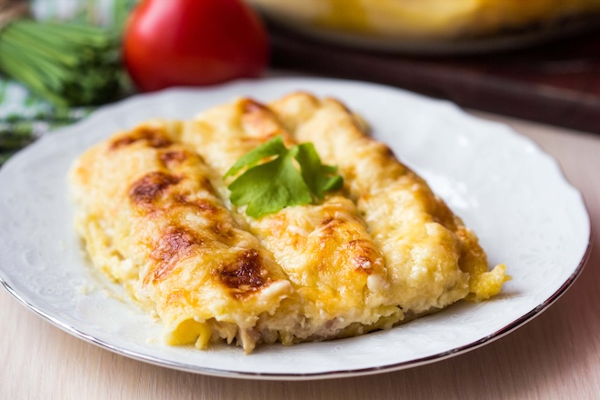 cannelloni gratin&eacute;s au poulet
