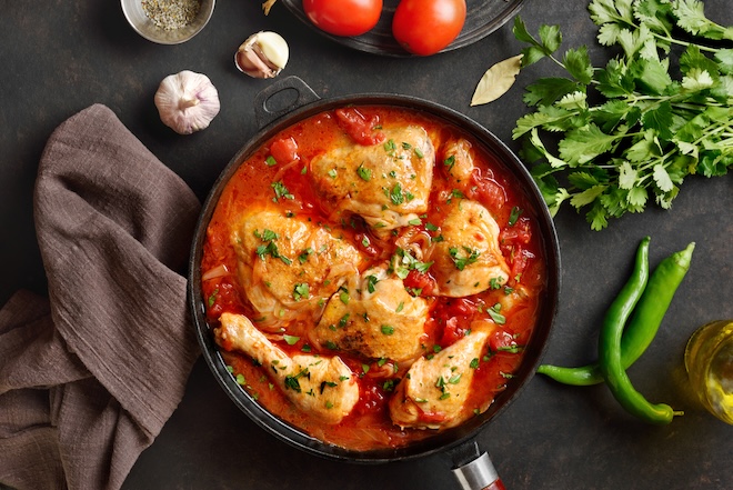 poulet &agrave; la sauce tomate