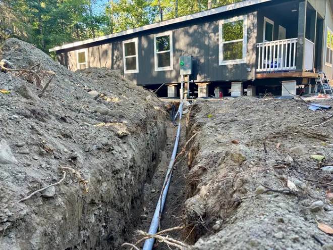 Maison préfabriquée en construction