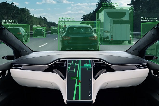 Ordinateur de voiture détectant les véhicules alentours